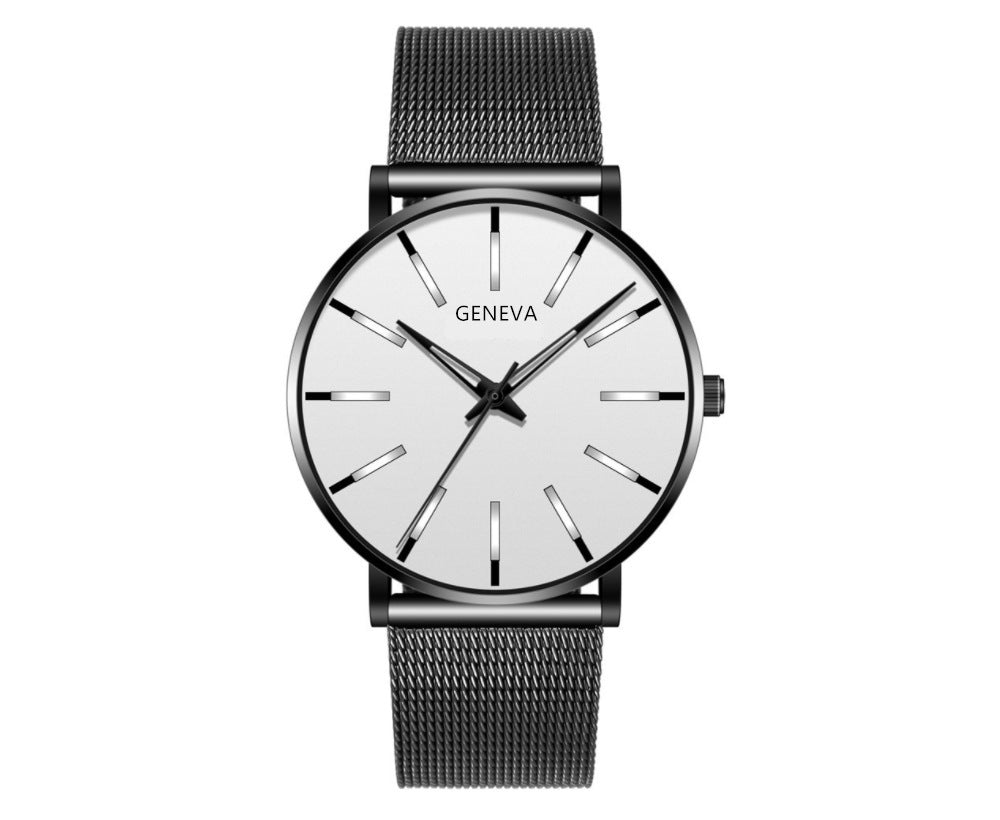 Montre Quartz Business Mesh Band en acier inoxydable