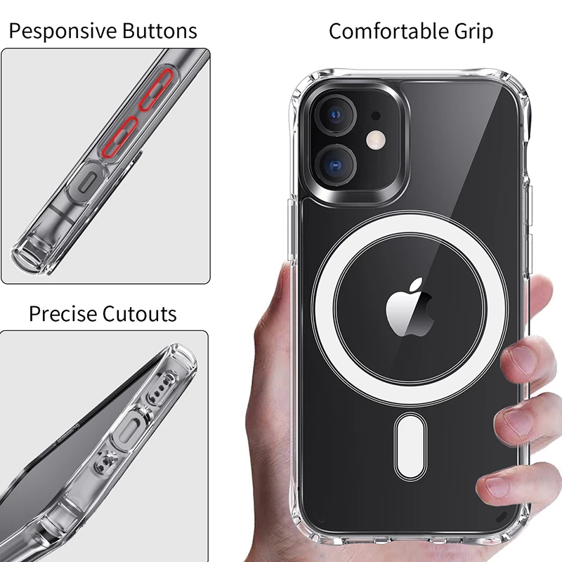 Couverture de protection transparente anti-goutte 12 boîtier de téléphone magnétique