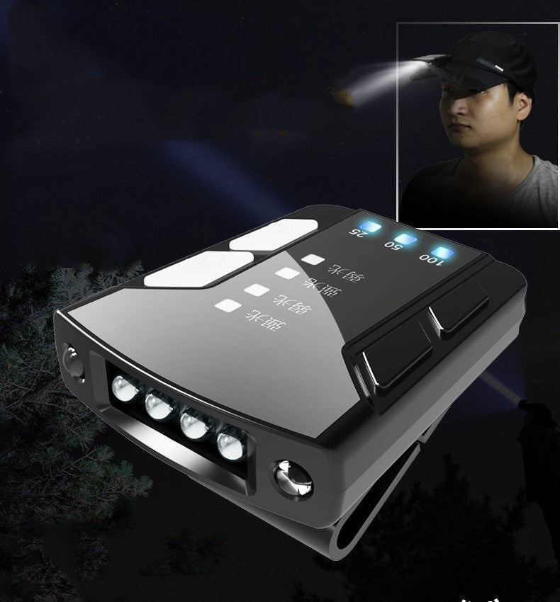 USB Power Indicator Rechargeable Fishing Headlamp Night Fishing Cap Clip Light Strong Lig