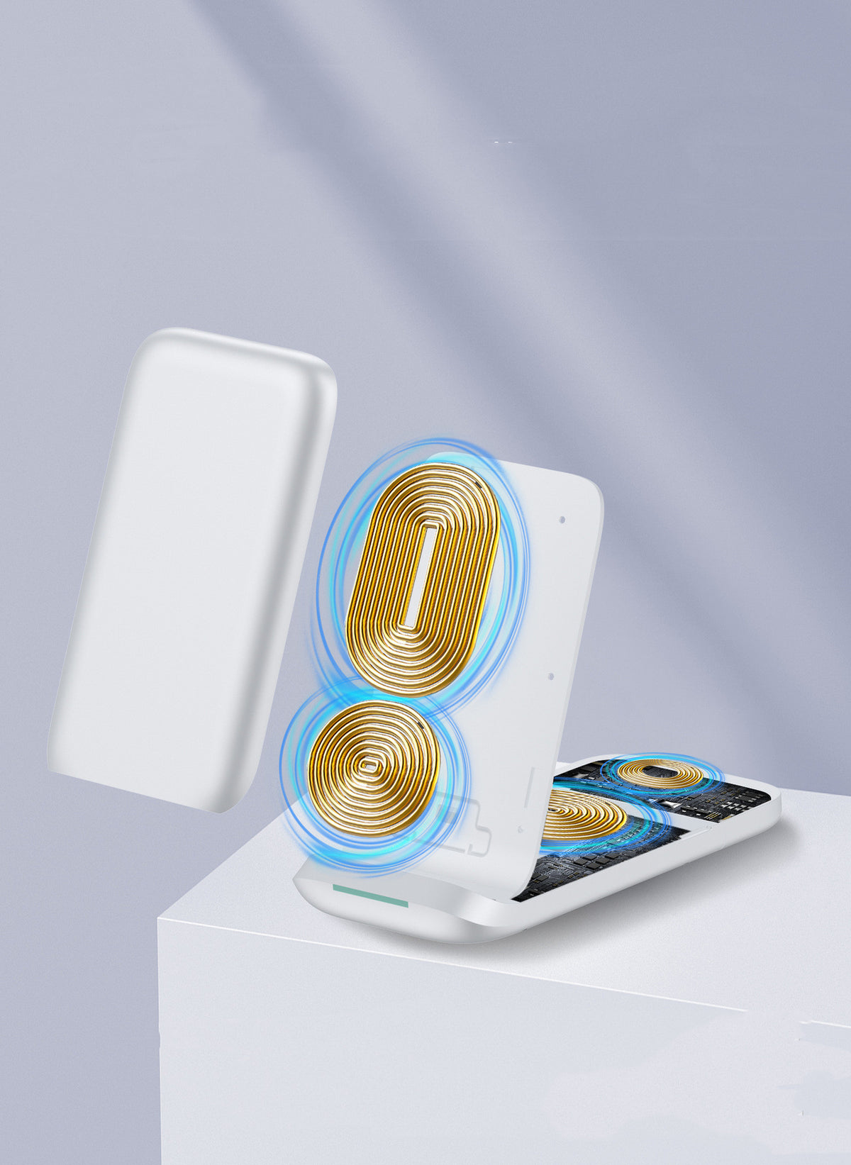 Prise en charge du chargeur sans fil pliable trois en un