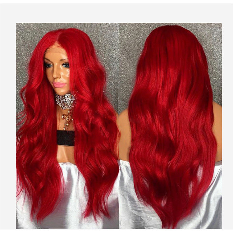 Chimique Fibre Avant Perruque Tête Rouge Perruque Femme Long cheveux bouclés