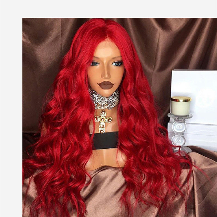 Chimique Fibre Avant Perruque Tête Rouge Perruque Femme Long cheveux bouclés
