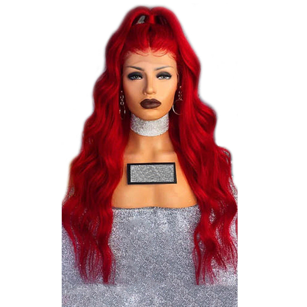 Chimique Fibre Avant Perruque Tête Rouge Perruque Femme Long cheveux bouclés