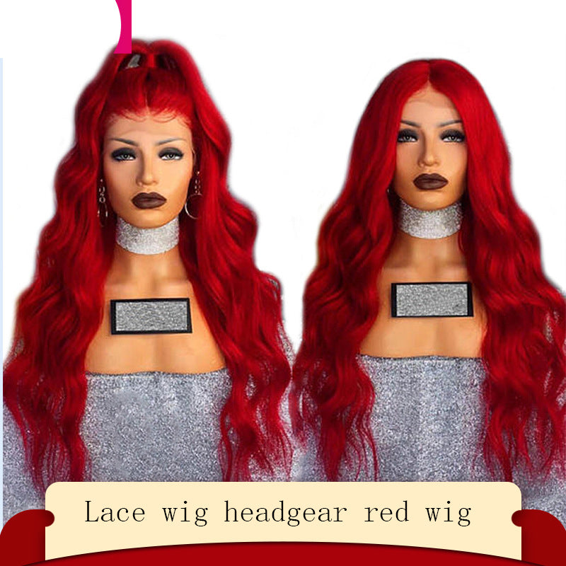 Chimique Fibre Avant Perruque Tête Rouge Perruque Femme Long cheveux bouclés