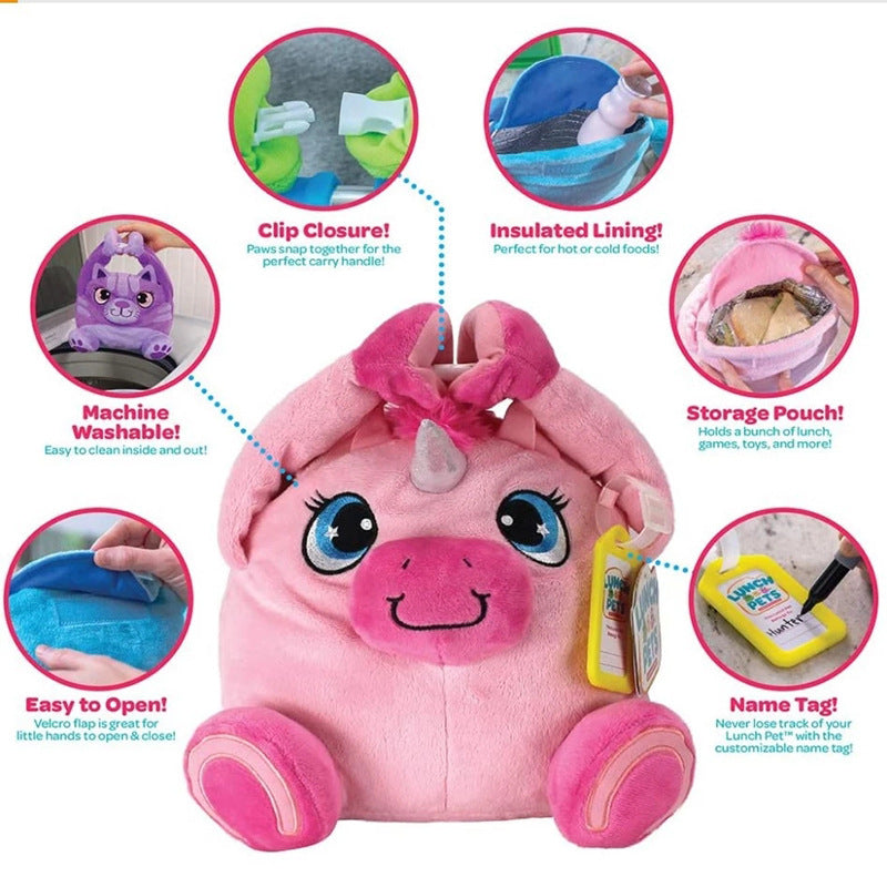 Sac à lunch pour animaux Sac à lunch pour animaux Portable Sac à lunch pour enfants en peluche avec insulation de riz B
