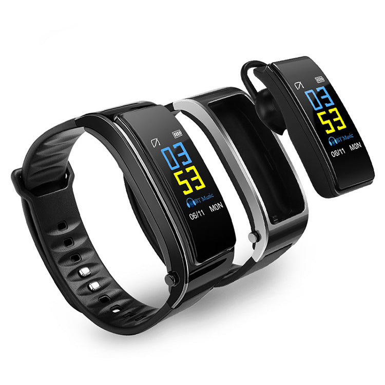 Smart Bracelet Bluetooth casque deux en un seul rythme cardiaque et pression artérielle
