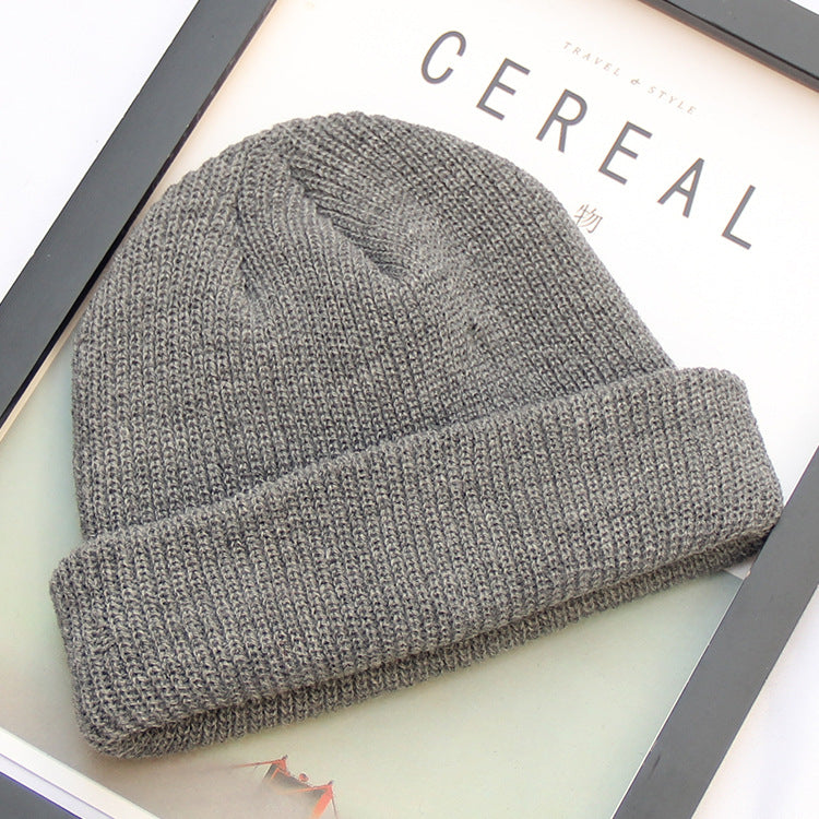Mode Hommes Bonnet Hiver Knit Hat Boy Skullcap Sailor Cap Cuffs Retro Navy Short Hat Sol