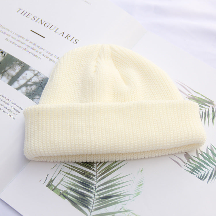 Mode Hommes Bonnet Hiver Knit Hat Boy Skullcap Sailor Cap Cuffs Retro Navy Short Hat Sol