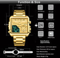 BOAMIGO Top Marque Luxe Mode Hommes Montres Or Acier inoxydable Sport Square Digital Ana