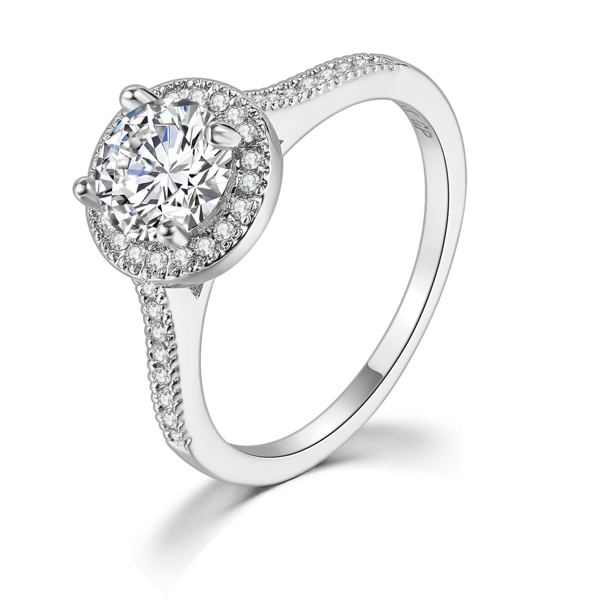 Micro incrustation AAA Zircon bague en diamant or blanc