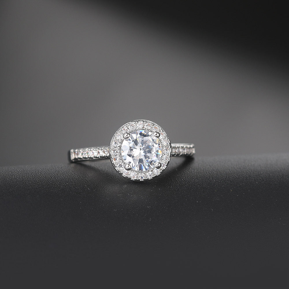 Micro incrustation AAA Zircon bague en diamant or blanc