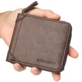 Billetera De Cuero Para Humbre Con Cremallera Alrededor Cartera Multi Bolsillos