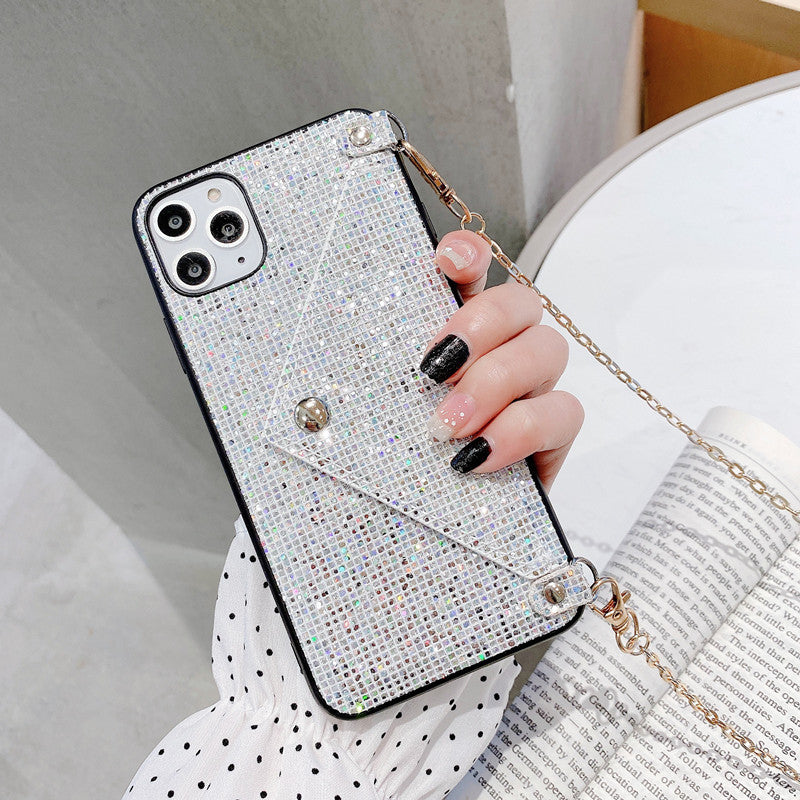 Téléphone portable Carte à paillettes de luxe Shell avec couverture de protection Lanyard P40pro