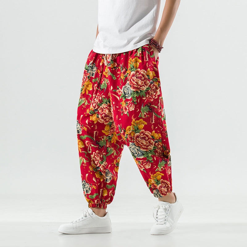 Coton respirant et Lin Casual Plus Taille Crotch Harem Pantalons Bloomers