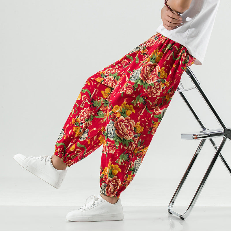 Coton respirant et Lin Casual Plus Taille Crotch Harem Pantalons Bloomers