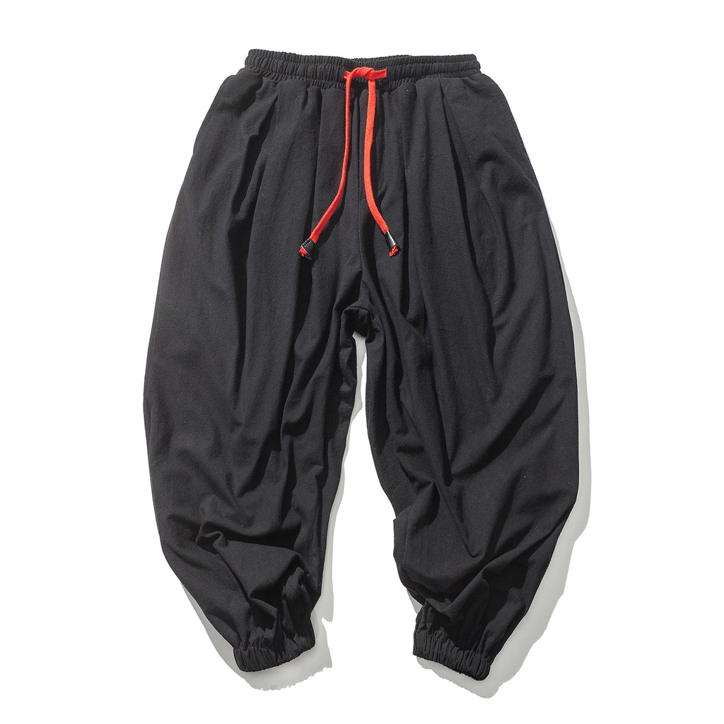 Four Seasons Cotton and Lin Pantalons Loose Pending Gear Hommes Volant Pantalons d'écureuil Hommes