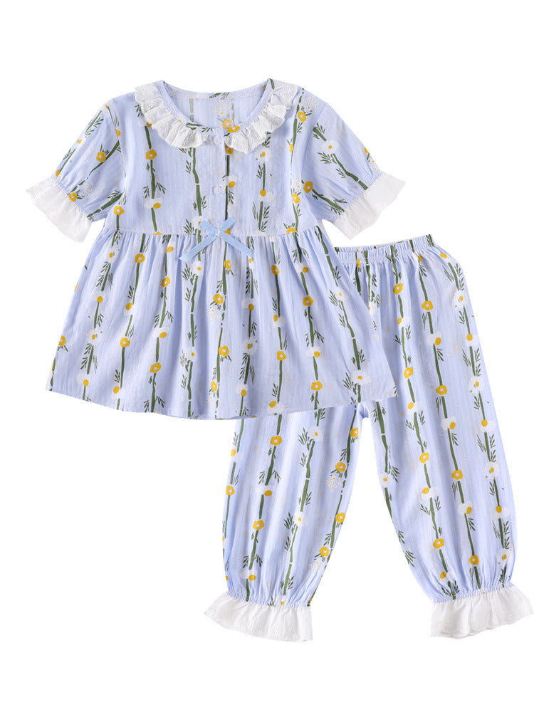 Accueil Porter du coton à manches courtes Pyjama climatisé pour les petites filles
