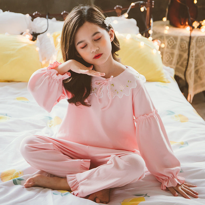 Pyjama des enfants Printemps Automne Coton des filles Manches longues Coton deux pièces