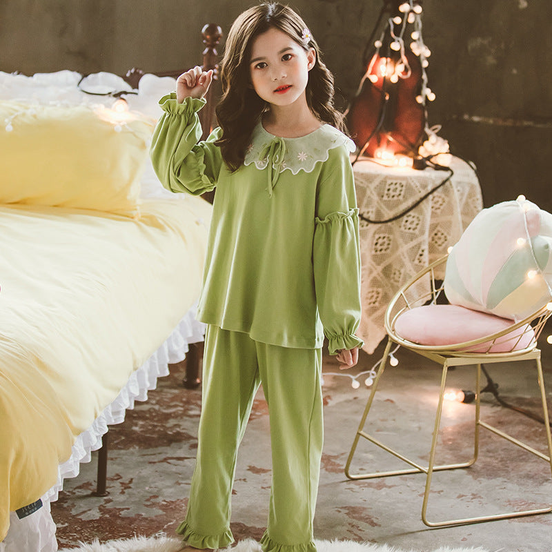 Pyjama des enfants Printemps Automne Coton des filles Manches longues Coton deux pièces