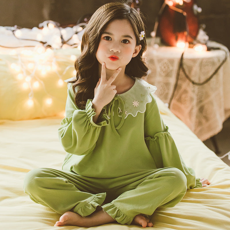 Pyjama des enfants Printemps Automne Coton des filles Manches longues Coton deux pièces