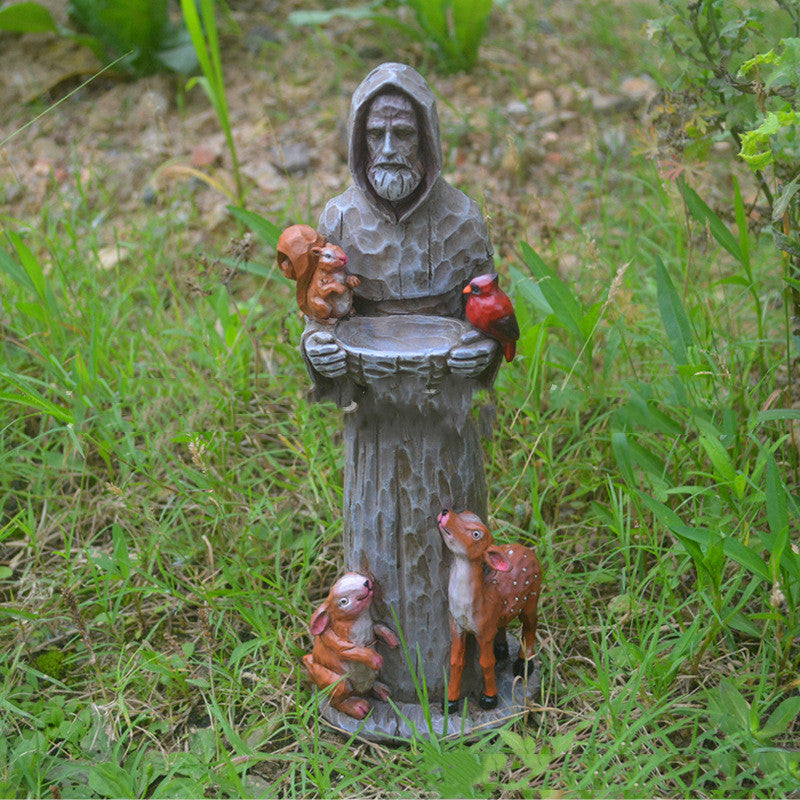 St. Francis St. Francis et amis des animaux Resin Artisanat Jardin extérieur Statue Bird Feeder