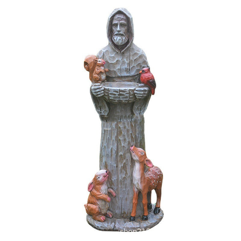 St. Francis St. Francis et amis des animaux Resin Artisanat Jardin extérieur Statue Bird Feeder