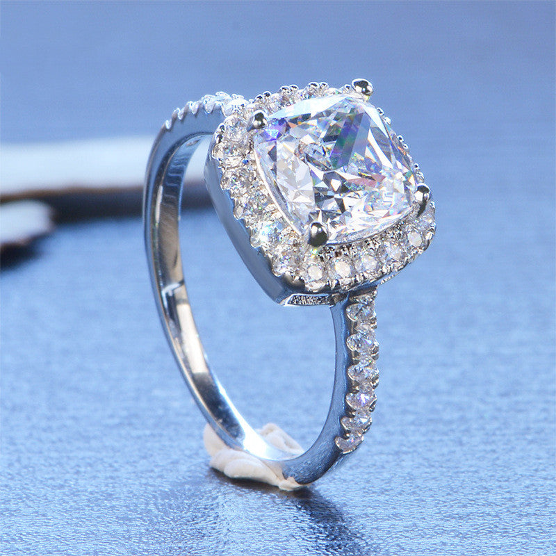 Dames Moissanite 1 Carat Diamond Ring Luxury Round Diamond Princess Square Ring