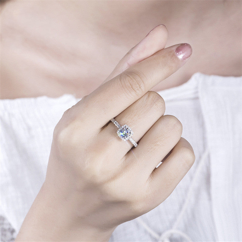 Dames Moissanite 1 Carat Diamond Ring Luxury Round Diamond Princess Square Ring