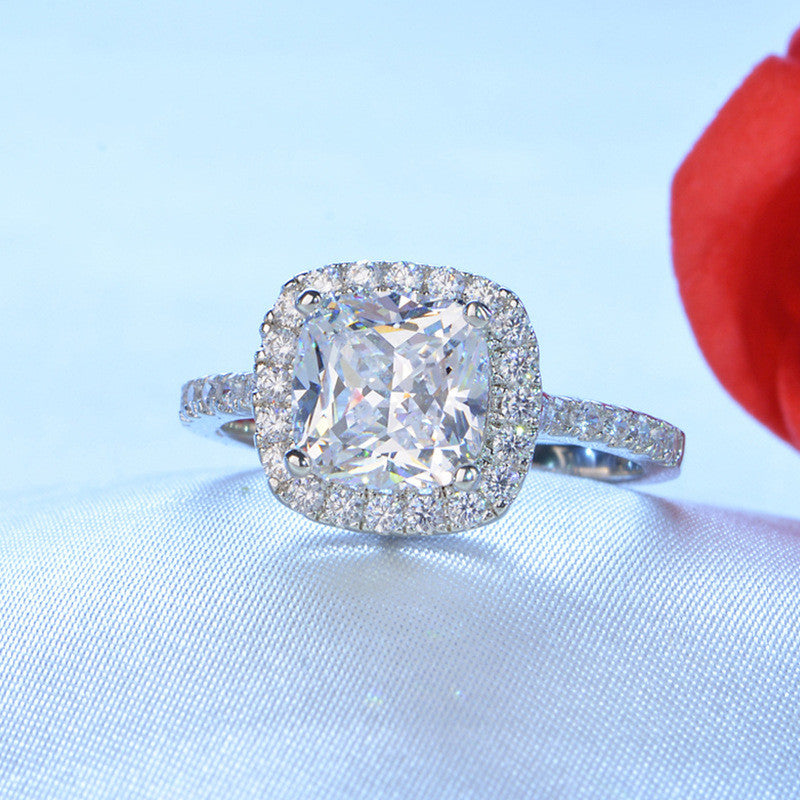 Dames Moissanite 1 Carat Diamond Ring Luxury Round Diamond Princess Square Ring
