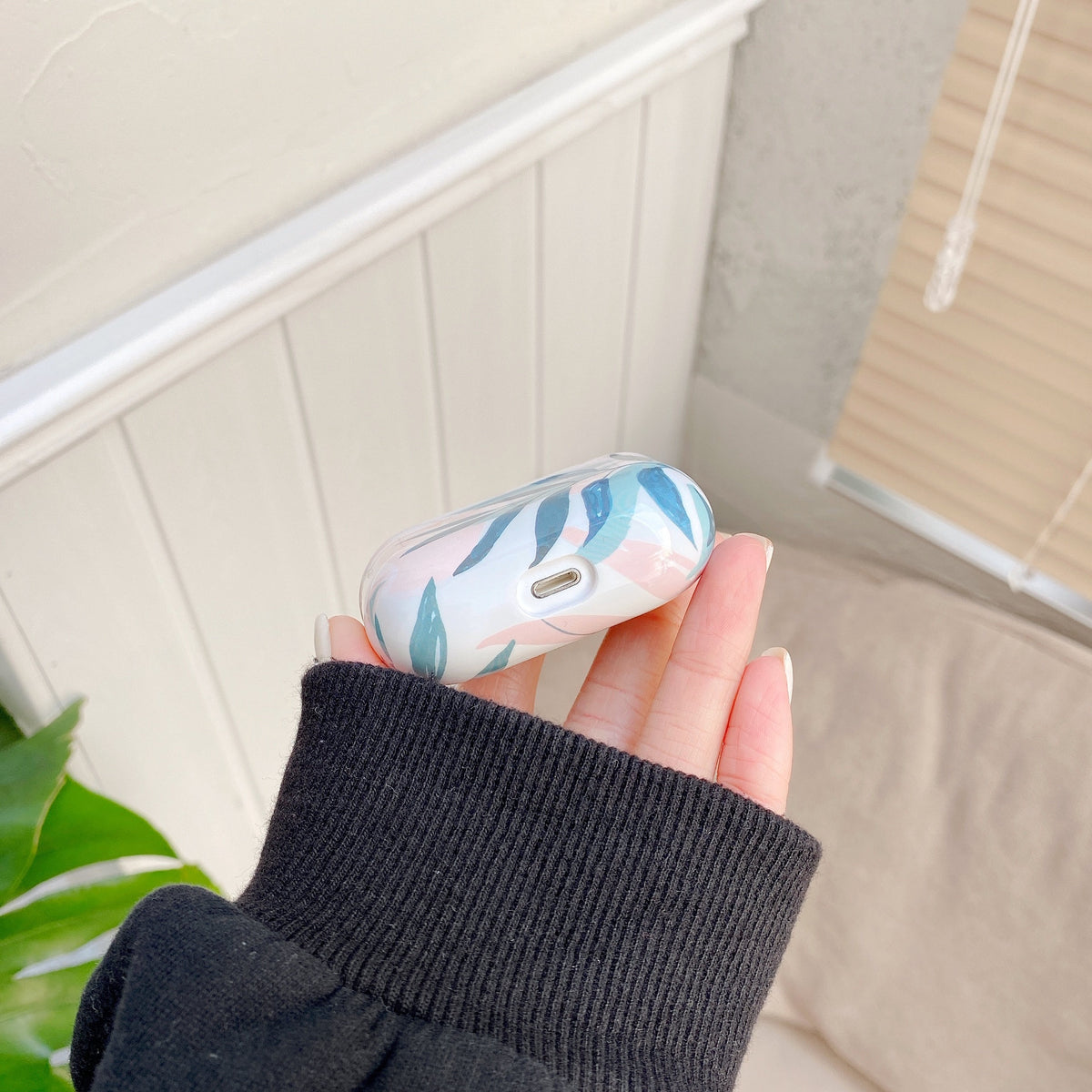 Banana laisse le boîtier d'écouteur pour les cas Cute Soft Tropical Leaf Bluetooth