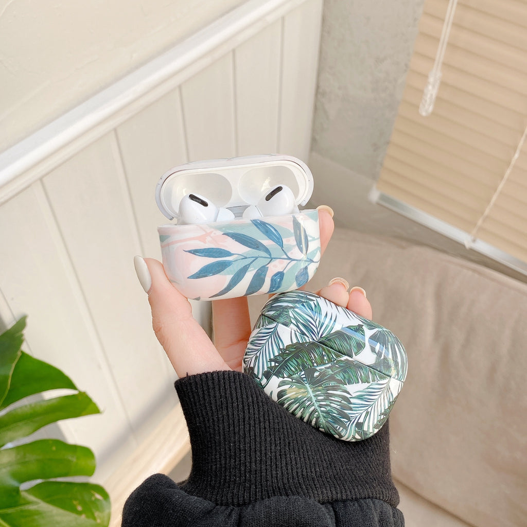Banana laisse le boîtier d'écouteur pour les cas Cute Soft Tropical Leaf Bluetooth