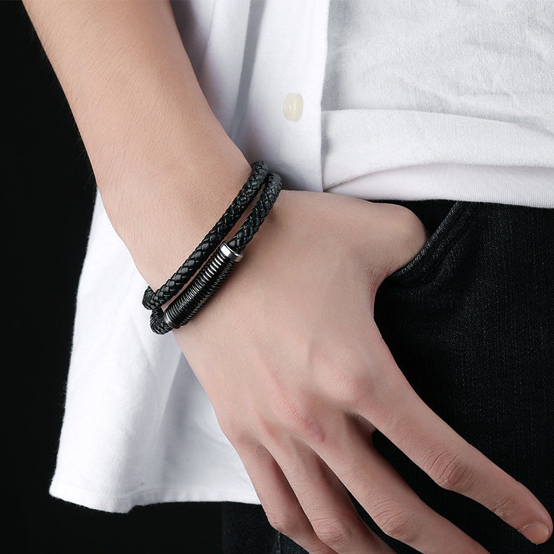Vintage bracelet double en cuir de vache