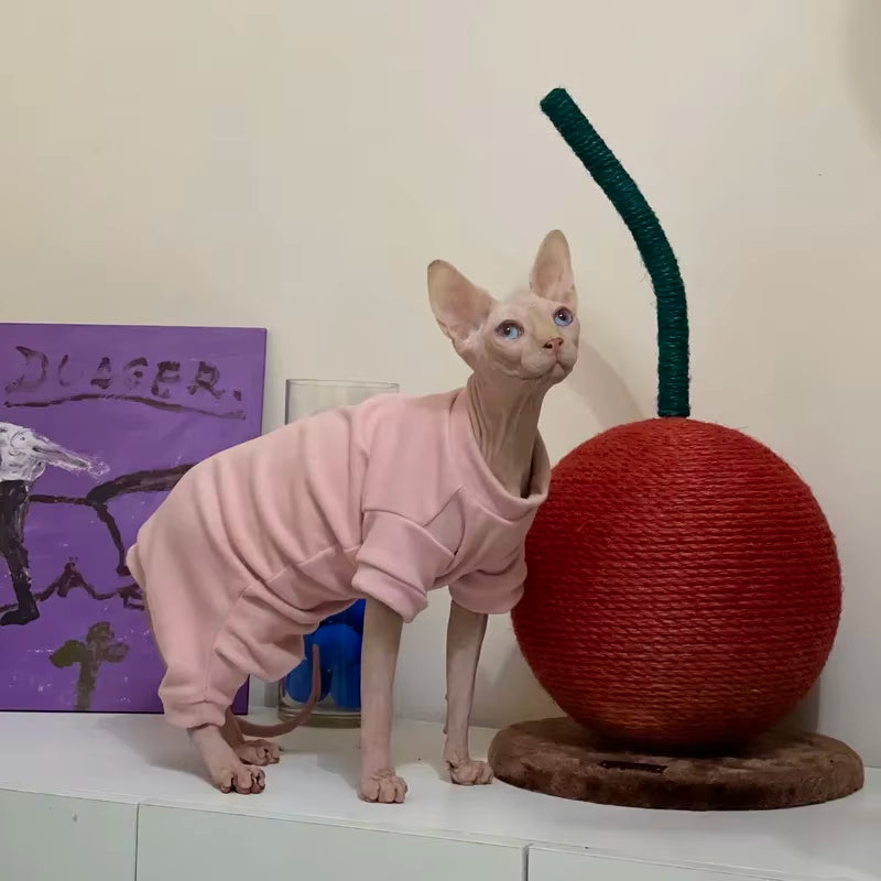 Sphynx Cat Pajamas à quatre pattes Soft Fleece Housse chaude Vêtements d'hiver pour chats sans cheveux