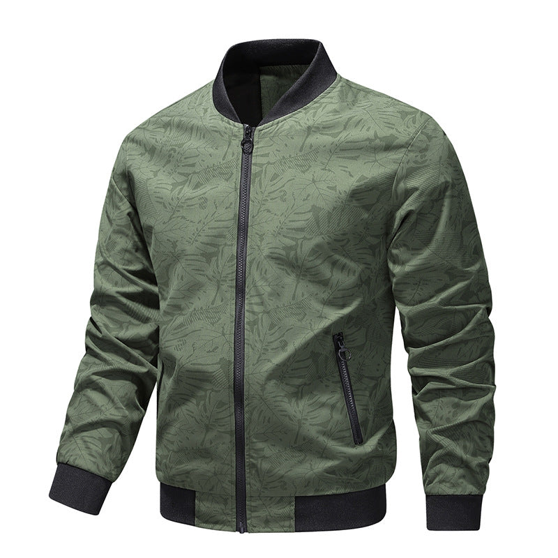 La veste de printemps et d'automne pour homme simple tissu de sac à fermeture éclair en manteau de jeunesse