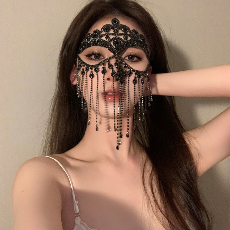 Masque de boule Zircon Tassel Hairband Vintage Style Fenêtre visage