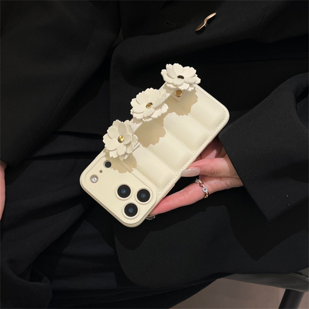 Camellia Buckle Phone Puffer Case