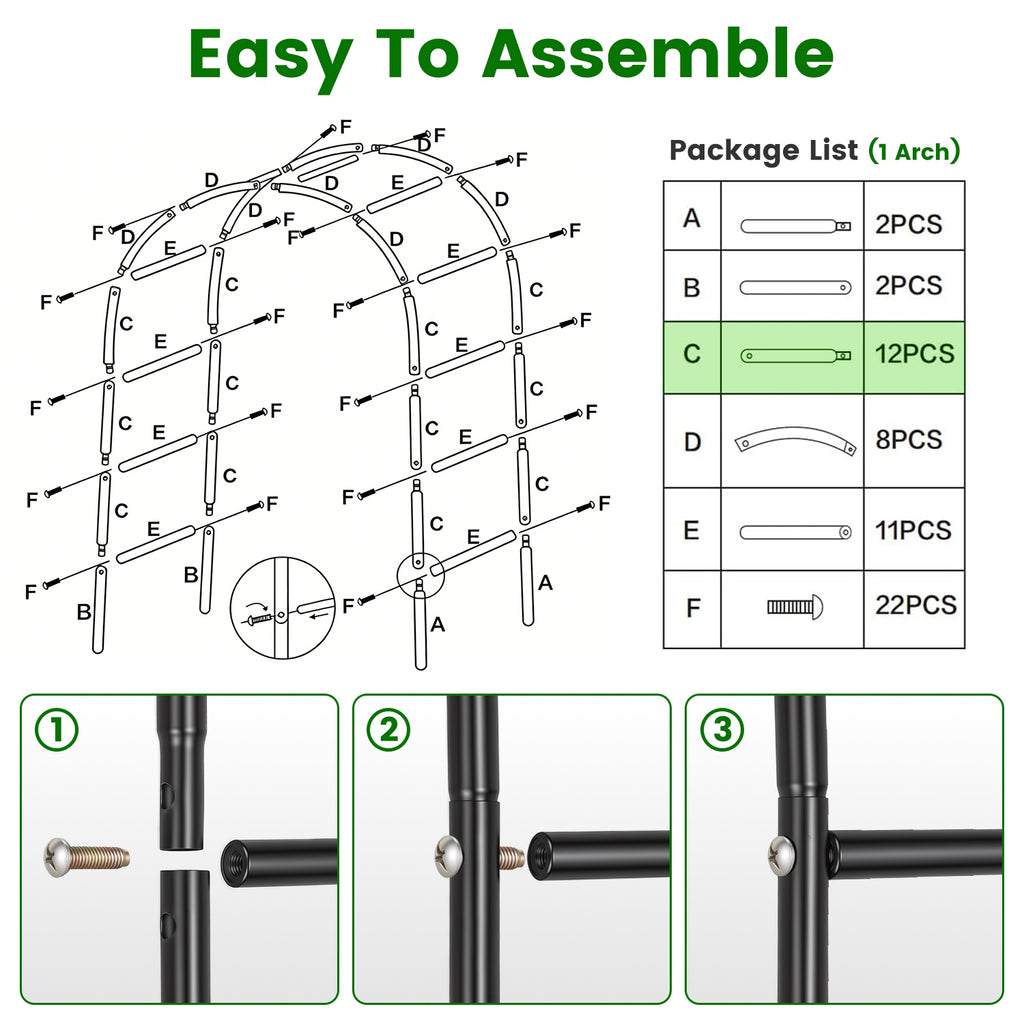 2Pcs ou 1Pcs Options 7.87Ft H X 4.59Ft W Arches de jardin en métal réglable Bricolage extérieur Trelli