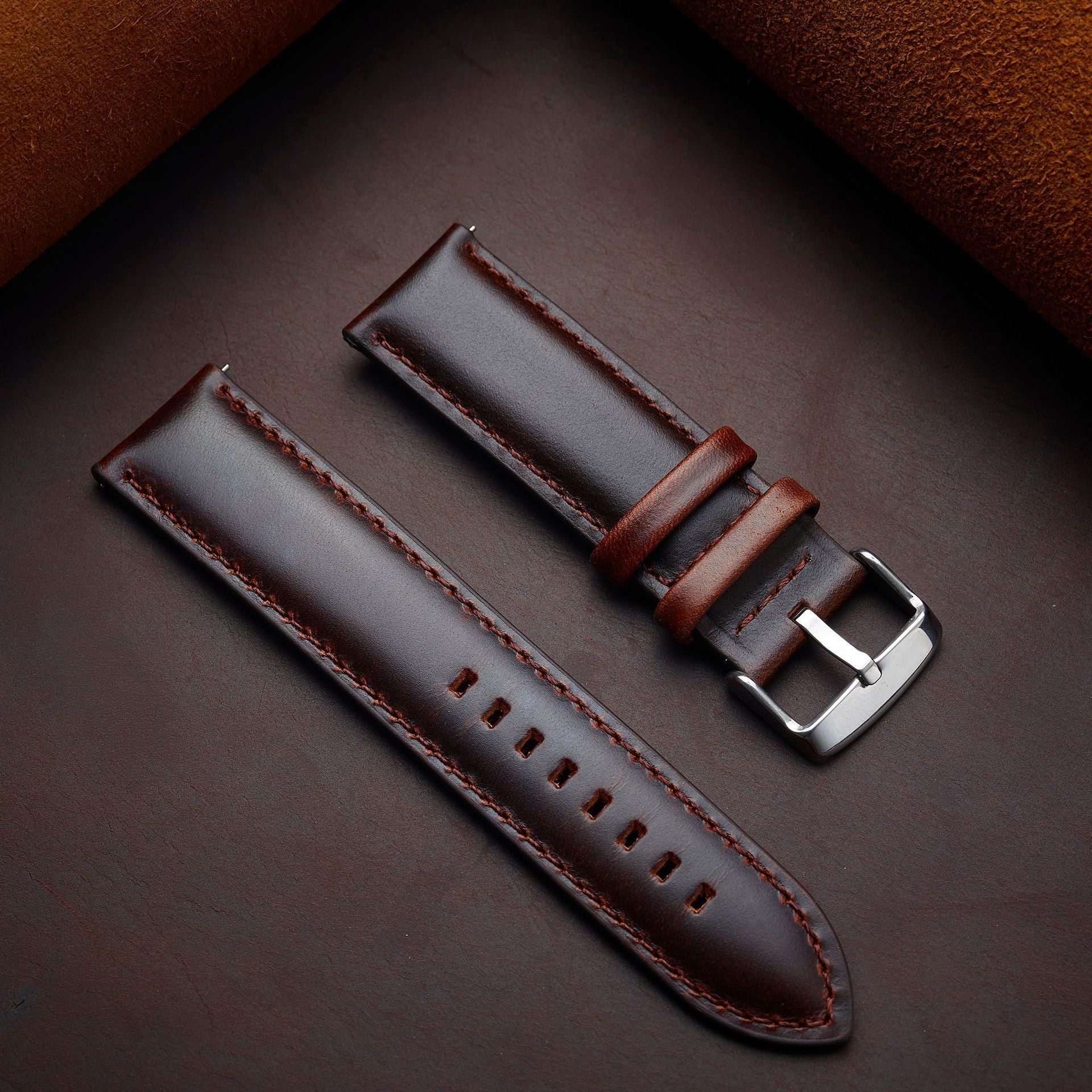Fermoir de bracelet de montre vintage en cuir véritable