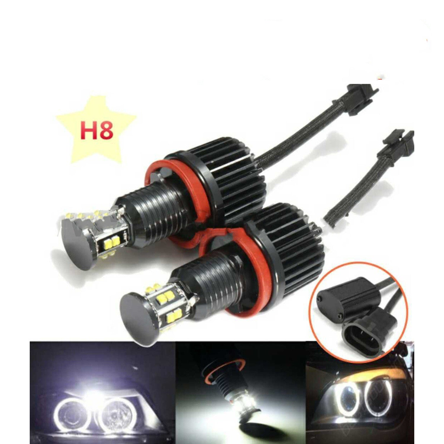 LED approprié pour les yeux de Baodeng LED Angel 6 côtés 12 perles de lampe E92 120W LED Lumière