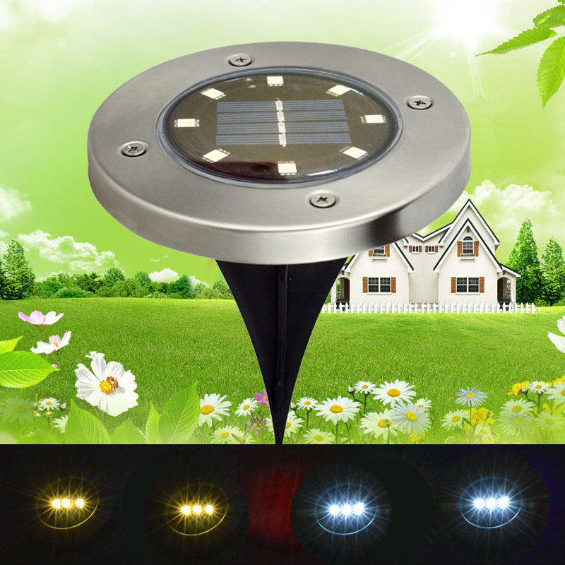 Lampe à gazon solaire 8led Solar Underground en acier inoxydable