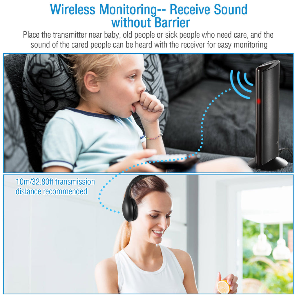 Casques RF sans fil HiFi sur écouteurs d'oreille Récepteur d'émetteur RF avec cabine en forme de MicY