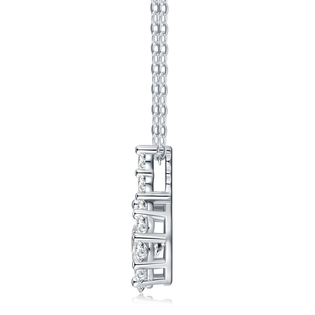 S925 Argent Sterling 1ct D Couleur VVS1 Collier en moisanite 40cm Halo Design Platinum plaqué