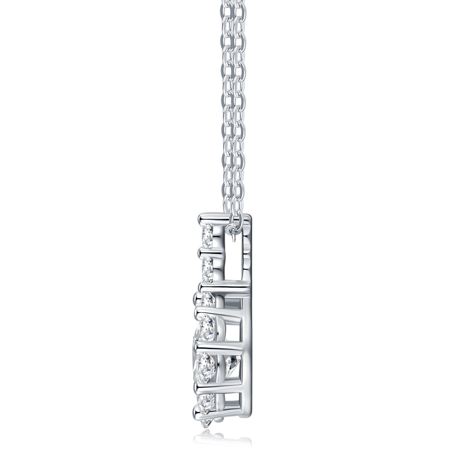 S925 Argent Sterling 1ct D Couleur VVS1 Collier en moisanite 40cm Halo Design Platinum plaqué