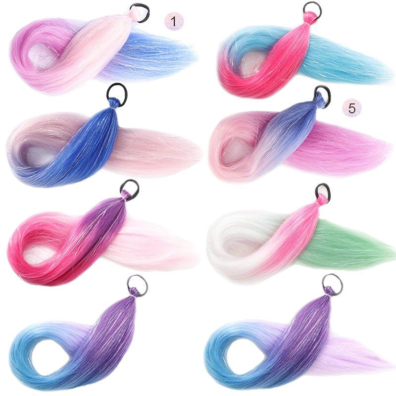 Laser Silk Women's European and American Ponytail Boxing Braid Color Wig