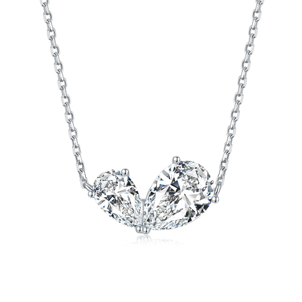 S925 Argent 3g Collier en moissanite de deux pierres