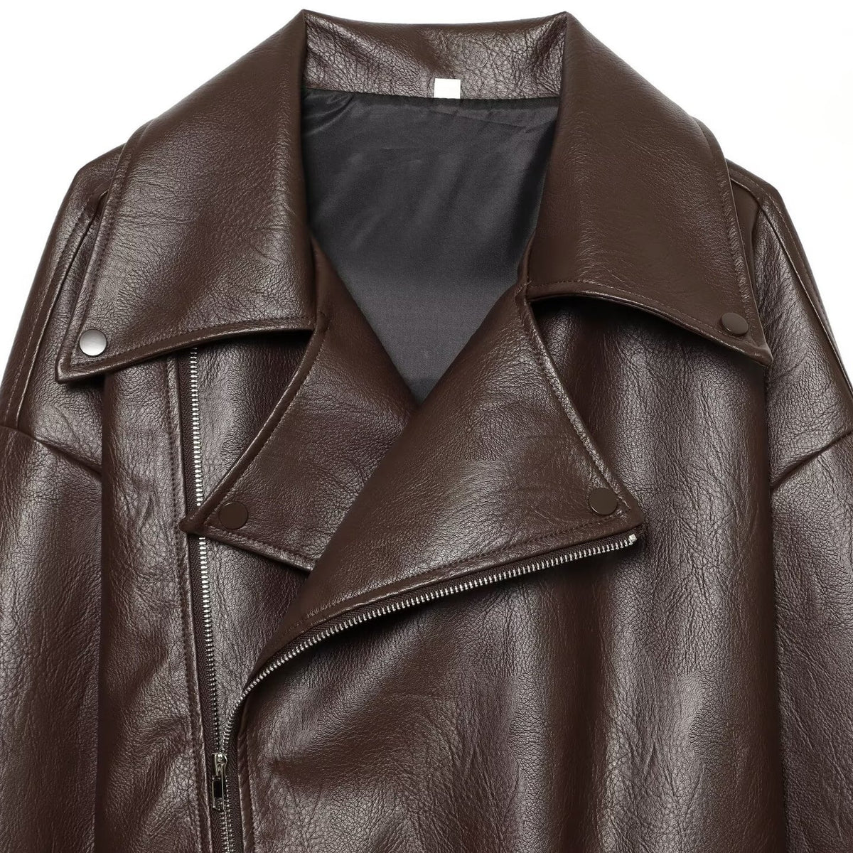 Élégant LapelneckLaceup Croped Veste en cuir pour vêtements de travail