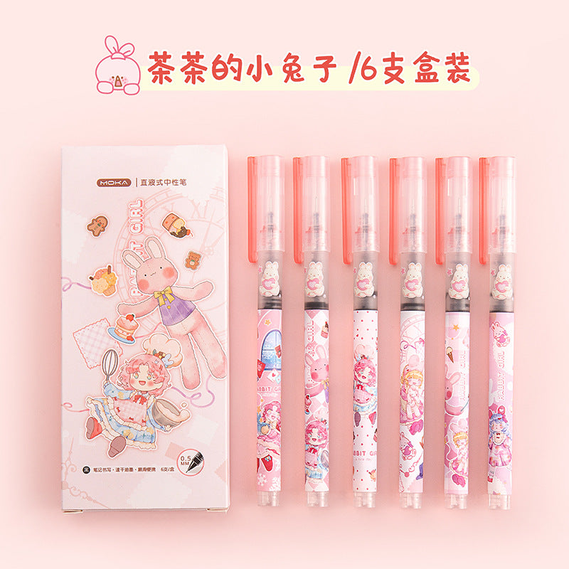 Stylo à gel à séchage rapide en boîte de dessin animé droit-liquide