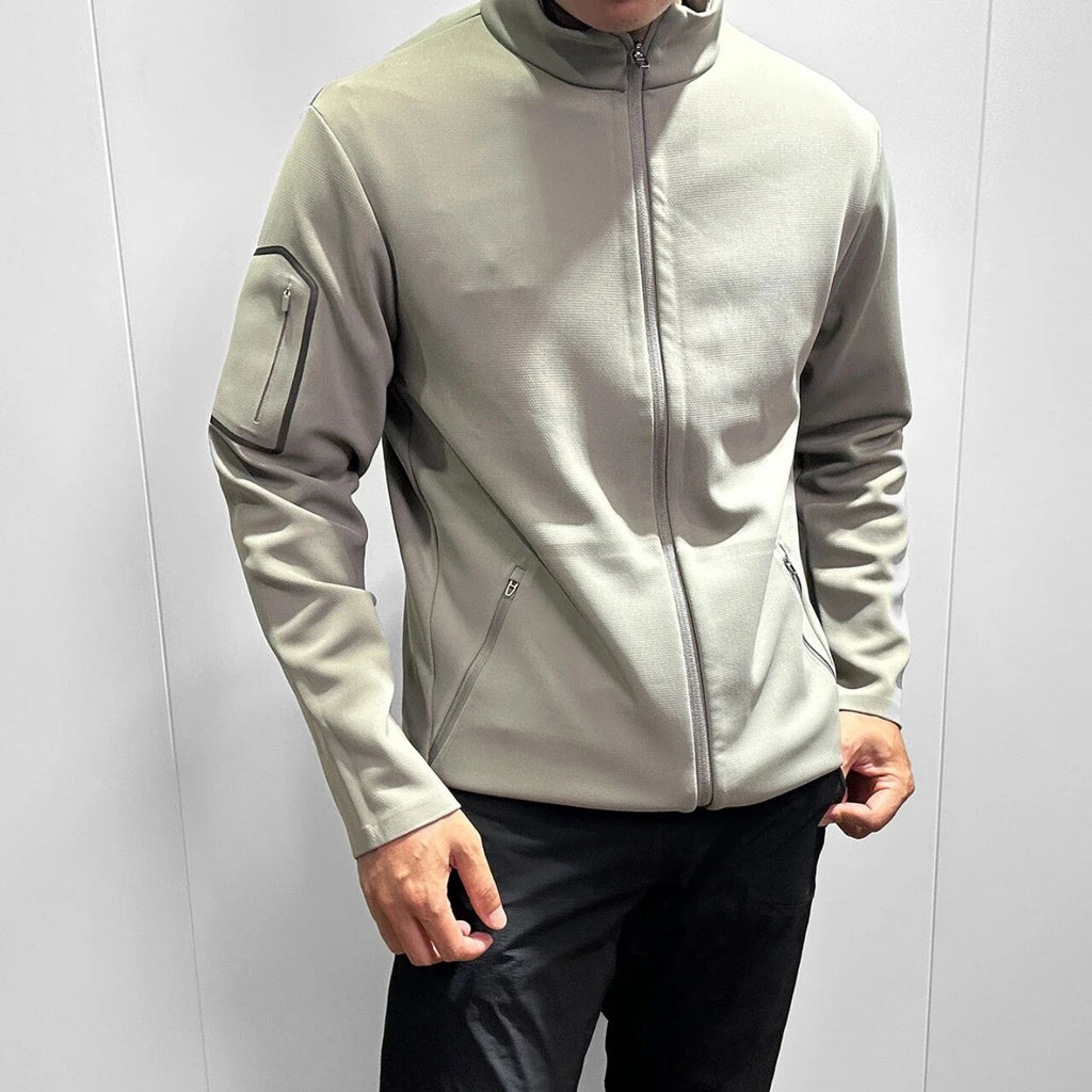 Veste Zip Up sans couture sans couture pour hommes High Density Knit Stand Collar Casual Light Business O
