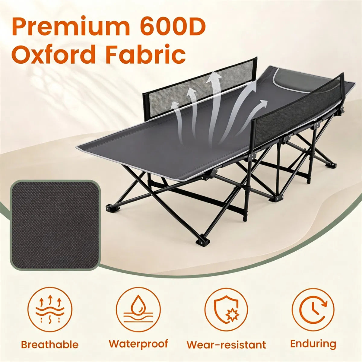 Lit de camping sans assemblage gris Portable pour tout-petit