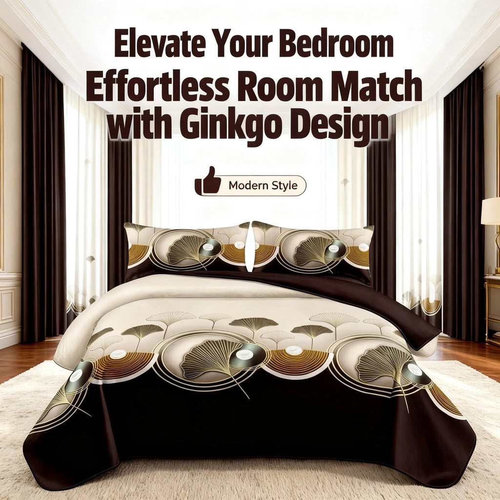 Couche de lit et rideau 9 piece brun et noir Lotus